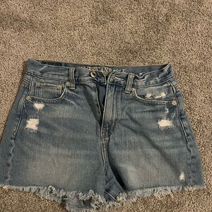 American Eagle Outfitters Women's Ripped Jean Shorts - Light Blue